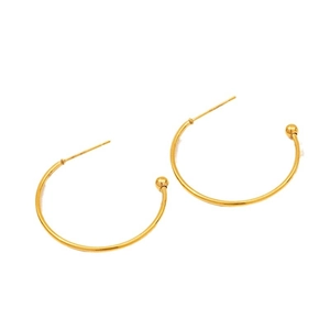 Minimalist 18K gold plated stainless steel C-shaped hoop earrings with decorative beads