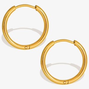 Polished 304 stainless steel gold hoop earrings for men and women minimalist jewelry