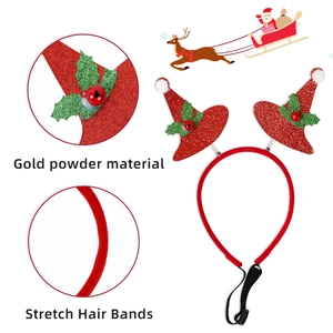 Weihnachts Rentier Geweih Stirnband mit Glitzer und Glocken für Hunde und Katzen