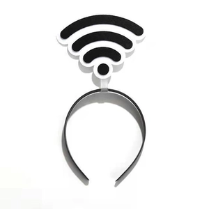 Close-up of funny black WiFi signal headband for Halloween and creative costume parties
