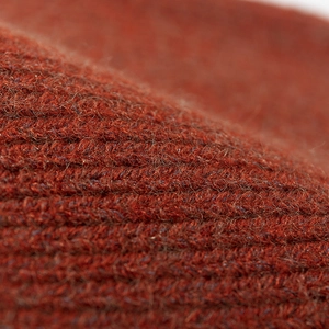 Classic rust red ribbed knit beanie with soft wool texture for outdoor winter warmth