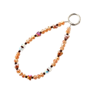 Elegant crystal bead charm with butterfly accents and silver spring ring clasp for bags