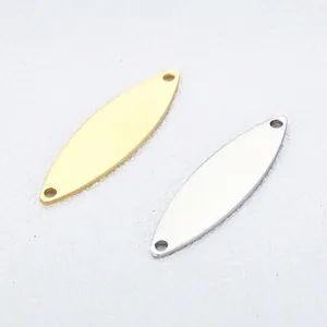 Pendentifs Connecteurs Feuille De Saule Ovale En Acier Inoxydable Avec Trous DIY Fabrication De Bijoux Pour Colliers Minimaliste Poli