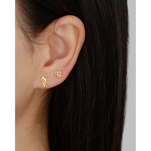 Golden S925 sterling silver zodiac constellation stud earrings with white cubic zirconia
