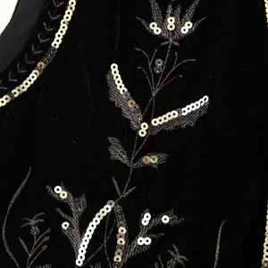 Ethnic velvet vest for women featuring detailed sequin embroidery and intricate beadwork
