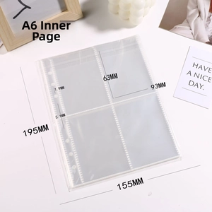 Transparent A6 refill pages with 4-pocket layout for kpop photo cards and stickers
