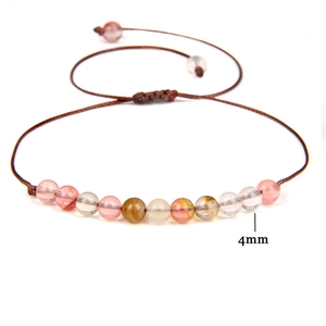 Adjustable 4mm multi-color stone bead braided bracelet for women with minimalist design