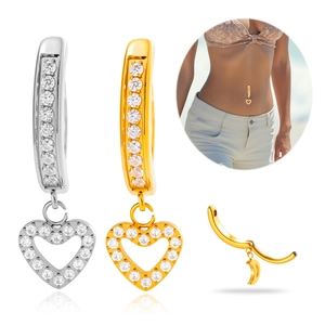 Piercing De Nombril En Titane G23 Cœur Évidé Oxyde De Zirconium Bijou De Corps