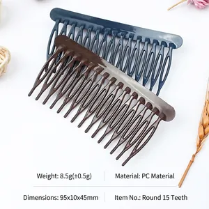 Minimalist 15-tooth round hair comb set in dark blue and coffee colors for women