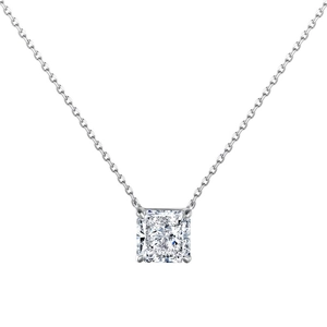 Luxurious S925 sterling silver necklace featuring a square ice flower cut zircon pendant