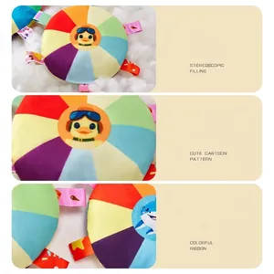 Plush flying disc toy for dogs with squeaky cartoon design and durable PP cotton filling