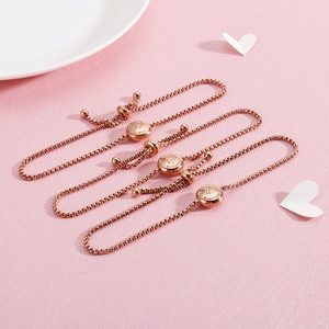 Detailed view of three rose gold zodiac bracelets for Libra, Scorpio, and Sagittarius