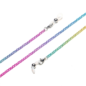 Chaînes de lunettes colorées antidérapantes en bleu-violet, rose et jaune-vert dégradé