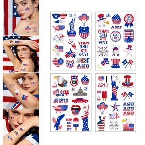 Waterproof USA Independence Day temporary tattoos featuring stars, stripes and eagle designs