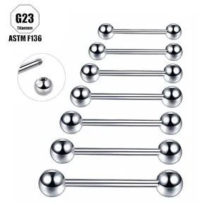 G23 titanium barbell body jewelry set with double ball ends and polished finish