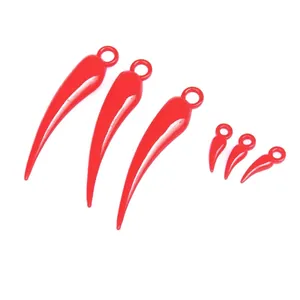 Set of 6 glossy red chili pendants in small and large sizes for DIY New Year jewelry