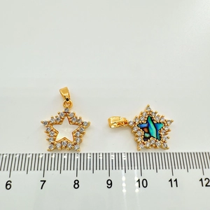 18k gold plated star pendants with white shell and abalone inlay measuring 1.5cm