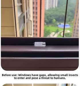 Close-up showing a large gap in a window frame before installing anti-insect mesh stickers