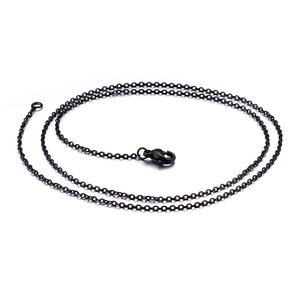 Minimalist black stainless steel O-chain necklace with lobster clasp for men and women