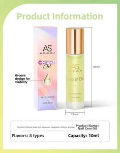 Detalle del frasco de aceite para cutículas de 10ml y caja rosa con dimensiones