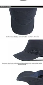 Détail de la casquette militaire en coton avec broderie latérale et visière réglable