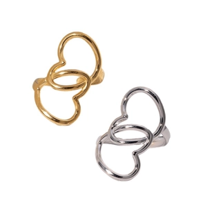 Bagues en acier inoxydable 18k or et argent avec design géométrique ovale ajouré poli