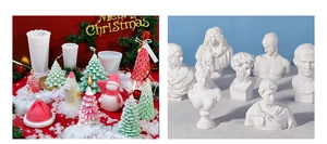 Detailed comparison of Christmas silicone molds and classical Greek statue candle designs