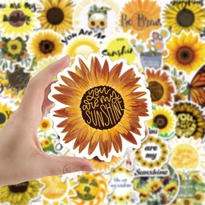 50pcs sunflower stickers set featuring you are my sunshine text for laptop and luggage