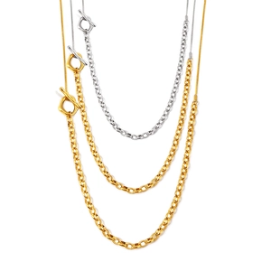 Two-tone mixed chain necklace with OT toggle clasp in gold and silver stainless steel