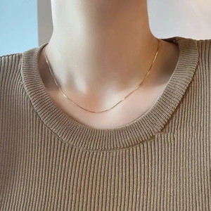 Minimalist Snake Chain Necklace Stainless Steel Waterproof Non-fading Sleek Herringbone Flat Blade Link Jewelry For Women