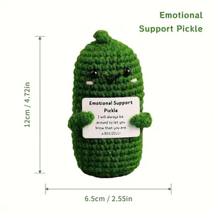 Handmade crochet positive pickle emotional support toy with encouragement card