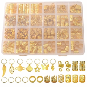 Dreadlock Hair Accessories Metal Alloy Gold Silver Plated Braid Cuffs Rings Pendants Butterfly Shell Star Leaf Wing Women