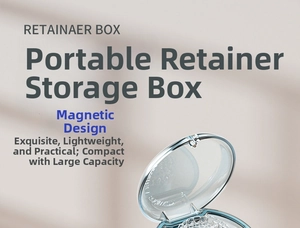 Macro view of portable dental retainer box featuring a secure magnetic closure mechanism