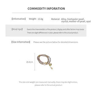 Guide des tailles détaillé pour bracelet perle et opale affichant 26,8 cm de long