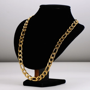 Classic 11mm 3:1 NK stainless steel gold cuban link necklace for men on black display
