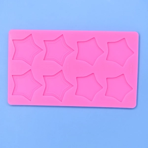 Pink 8-cavity star shaped silicone mold for DIY baking cakes and chocolate mousse