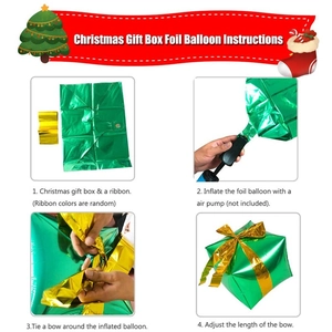 Step-by-step assembly guide for Christmas gift box foil balloon with ribbons