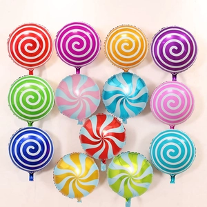 Colorful 18-inch lollipop swirl aluminum foil balloons for birthday party decorations