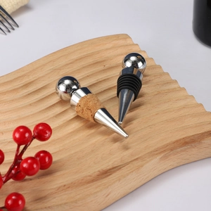 Ball Top Wine Bottle Stopper Zinc Alloy Metal With Natural Cork Or Silicone Sealing Preservation Reusable Barware