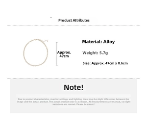 Detail of gold-colored alloy link chain with 47cm length and 5.7g lightweight design