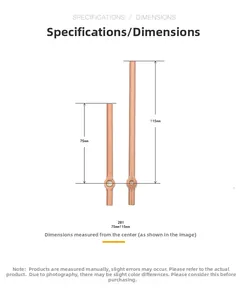 Size chart for model 281 rose gold metal clock hands measuring 75mm and 115mm in length