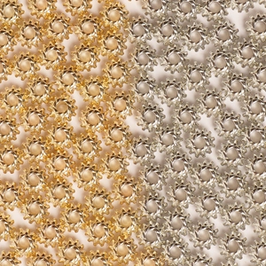 Detail of flower-shaped CCB gold and silver spacer beads for DIY jewelry making