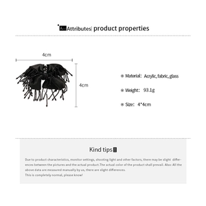 Spécifications de la pince à cheveux à gland en acrylique avec taille et matériau