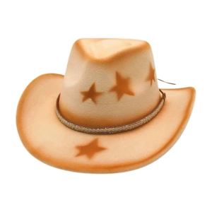Western gradient cowboy hat with star prints and woven band for men and women