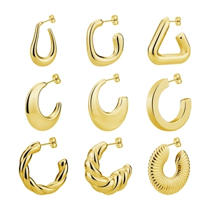 Geometric Stainless Steel Hoop Earrings Hollow Twisted C-Shape U-Shape Minimalist Fashion Jewelry Accessories For Women
