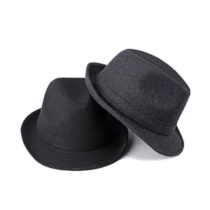 Classic wool felt fedora hats for men in solid black and dark grey minimalist style
