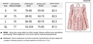 Guide des tailles détaillé pour robe courte trapèze moulante à imprimé rose pour femmes