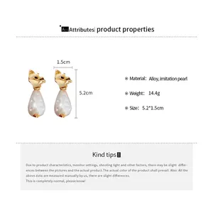 Size chart showing irregular baroque pearl drop earrings measurements 5.2x1.5 cm and 14.4g weight