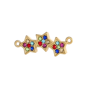 Detailed macro view of colorful rhinestone-encrusted star-shaped charms for DIY jewelry