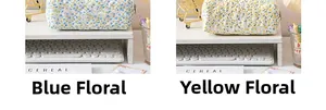 Detailed comparison of blue and yellow floral quilted cotton pencil cases for stationery